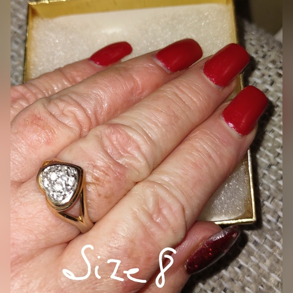 Pave Crystal Gold Heart Ring - Picture 8 of 13